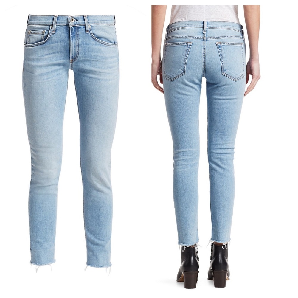 RAG & BONE Albion Dre Low Rise Ankle Slim Boyfriend Raw Hem Jeans